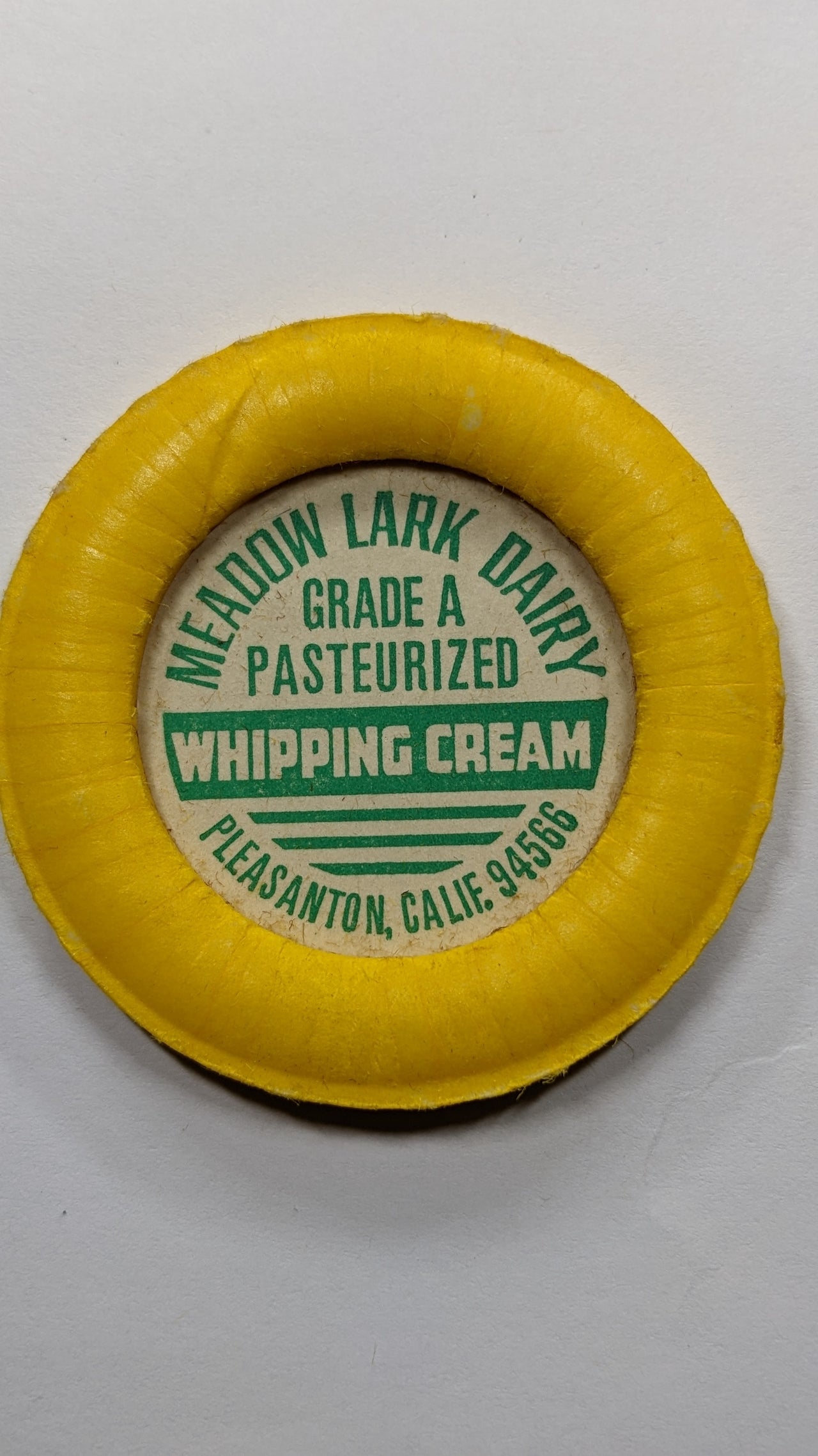 One of a kind custom MEADOWLARK DAIRY antique milk caps