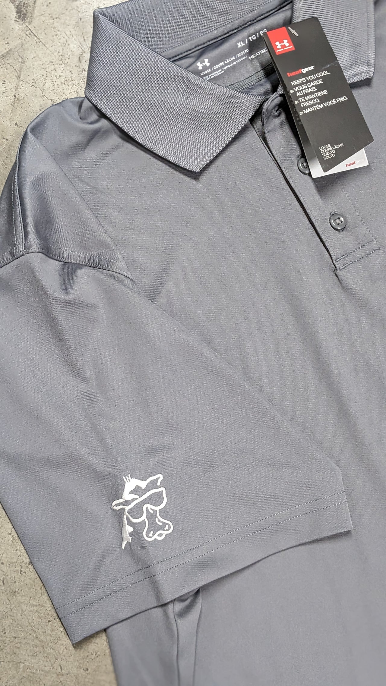 Under Armour Team Performance Polo with Larry the Cow Embroidered on Sleeve